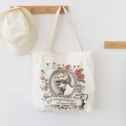 Shopping Bags Retro Literary Canvas Women's Shoulder Shopper Bag Fashion Large Cotton Eco Ladies Handbags Tote For Women 2024