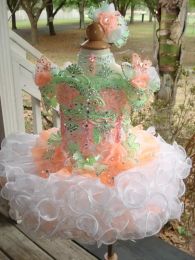 Blingbling Cupcake Pageant Dresses Princess Flower Ball Gowns Straps Puff Skirt Girls Dresses for Party