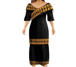 Refined Polynesian Tattoo Puletasi Hawaiian Puletasi Chic Formal Dress Female Puletasi Couple Matching Clothes 2206152161176