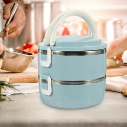 Dinnerware Double Layer Insulated Lunch Box Metal Container With Lid Portable Bento Case Office Travel Stainless Steel Containers Outdoor