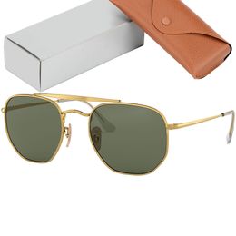 Classic MARSHAL Square Eyewear Sunglasses Men Women Real Glass Lenses Fashion Sun Glasses with Leather Case and All Retailing Package