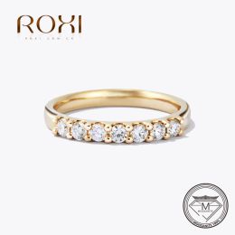 Rings ROXI Moissanite Ring 2.5mm Gold Half Eternity Bubble Rings For Women Jewelry Wedding Diamond Engagement Band Moissanite Jewelry