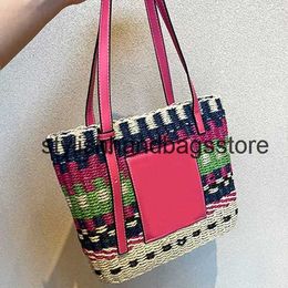 Totes Superior quality Colour contrast Tote bags Leer andbags Vegetable basket new summer vacation beac straw bag woven womens singleH24221