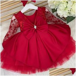 Girls Dresses Baby For Christmas Toddler Kids Flower Lace Elegant Princess Birthday Gown Children Party Tle Drop Delivery Maternity Cl Otoku