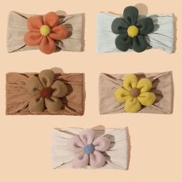 Hair Accessories 20pc/lot Large Fabric Flower Nylon Headband Kids Girl Elastic Strench Children Girls Cable Knit