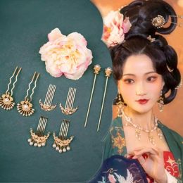 Sets Ancient Chinese Hanfu Head Jewellery Set Ming Dynasty Flower Hairpin Hair Accessories for Women