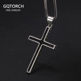 Pendants Real Solid 925 Sterling Silver Crosses For Men Christian Black Jesus Pendant Couples Women Lovers Fine Jewellery