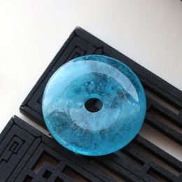 Pendants Genuine Natural Blue Aquamarine Donut Pendant Aquamarine Brazil Women Aquamarine Round Gemstone Water Drop Jewellery AAAAAA