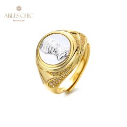 Rings Greek Deity Silver Coin 18K Gold Two Tone Solid 925 Silver Roman Coins Vintage Open Ring R1057