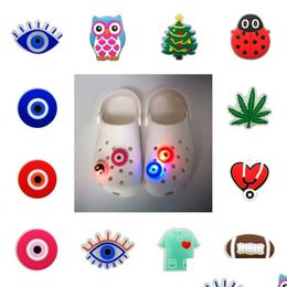 Shoe Parts & Accessories Moq 50Pcs Available Styles Led Light Up Sparkle Clog Jibz Charms Flashing Shoe Buckles Decorations Luminous A Dhxfw