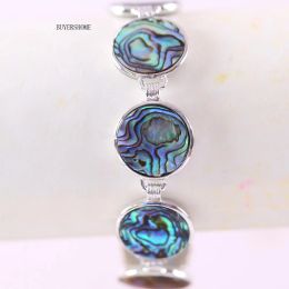 Bracelets Adjustable Chain Bangle 18MM Round Beads Natural Blue New Zealand Abalone Shell Bracelet For Men Women Jewelry Gift H036