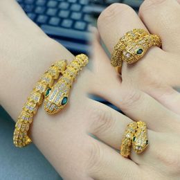 Rock Punk European American snake shaped bracelet with copper gold-plated diamond snake head bracelet luxurious Personalised Instagram bracelet, domineering gift