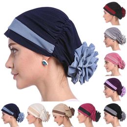 Berets Women Lace Floral Modal Hat Chemo Hair Loss Cancer Turban Bonnet Head Scarf Wrap Strech Muslim Cover Beanie Arab Cap Warm