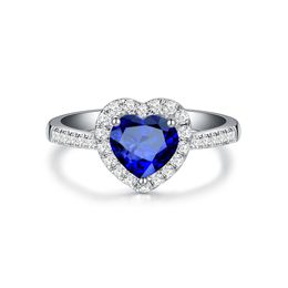 sweet love heart designer band rings for women 925 silver white blue red crystal diamond ring Jewellery valentines day gift