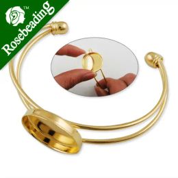 Bangles Bracelet With 25*25MM Round Setting,Cuff,Adjustable,bracelet blanks,cuff bracelet blank,Sold 10PCS Per Lot