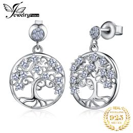Earrings JewelryPalace Life Tree Created Blue Spinel 925 Sterling Silver Dangle Drop Earrings for Women Gemstone Jewelry Anniversary Gift