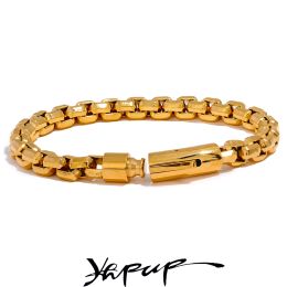 Bracelets Yhpup Size 225*8mm Stainless Steel Men Chain Wrist Bracelet Bangle Waterproof Fashion Personalised Gold Silver Colour Jewellery