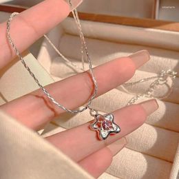 Chains Sweet Ins-style Pink Zircon Flower Necklace For Women Y2k Personality Irregular Necklaces Clavicle Chain Jewellery Gifts