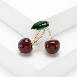 Brooches Trendy Delicious Cherry For Women 2-Color Beauty Fruit Office Party Brooch Pin Lovers Jewellery Gift Backpack Accessories