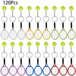 Keychains 120Pcs Mini Tennis Racket Keychain Key Ring Ball