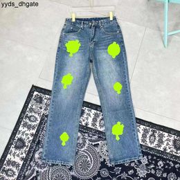 Chrom Designer Jeans 2023 Make Mens Old Washed Straight Trousers Heart Letter Prints for Women Men Casual Long Styled R8wn 4FTC