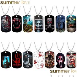 Pendant Necklaces Fashion Halloween Stainless Steel Necklace For Men Women Skl Vampire Dog Tag Pendant Party Jewellery Gifts 1 Dhgarden Dh4Ce