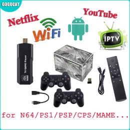 Consoles GOGOCAT Game Stick 4K 2.4G Wireless Controller HD Mini Video Game Console for IPTV/Netflix/YouTube for N64/PS1/SFC/MAME/PSP/CPS