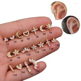 Stud Earrings 5Pcs/Lot Wholesale Heart Piercing For Women Jewelry Stainless Steel Moon Star Flower Earring Mother Day