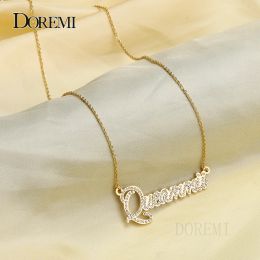 Necklaces DOREMI Bling Personalized Name Necklace & Pendants For Women Custom jewelry iced out Initial Choker Custom initial necklace