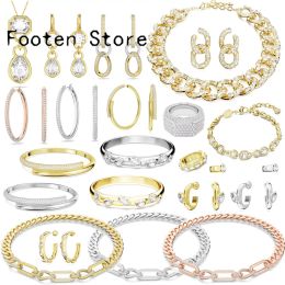 Sets Stainless Steel Fine Jewellery Set For Women Original 2024 Dextera Trendy Necklace Earrings Bracelet Ring Party Accessories