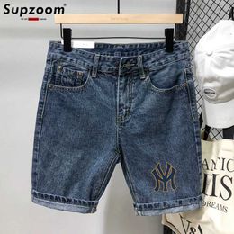 Men's Shorts Supzoo 2023 New Hot Selling Fashion Print Summer Zipper Flystone Wash Casual Cotton Jeans Mens Shorts J240221