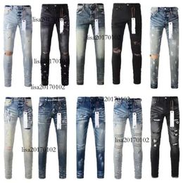 Jeans firmati da uomo skinny moto alla moda patchwork strappato buco tutto l'anno gamba sottile viola all'ingrosso marca J Vdgg