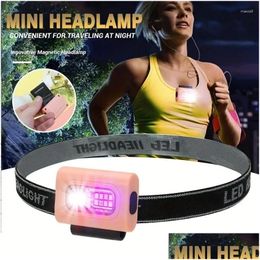 Flashlights Torches Portable Sports Lighting Strong Magnetic Chest Light Head Detachable Outdoor Led Sile Night Running Drop Deliver Dhse4