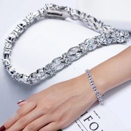 Bracelets 18 CM New 2 lines crystal bracelets shiny horse eyes shape stones jewelry jewellery female luxury statement Tennis Bracelets