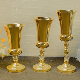 Gold metal Artifical flower vase supplies table Centrepiece decoration white floral arrangements stand Centrepieces for wedding table top decor