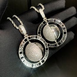 Necklaces New Arrived Hip Hop Fashion Men Jewelry Spinning Globe The World Is Yours CZ Hip Hop Pendant Necklace