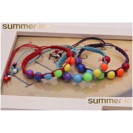 Chain Promotional Colorf Plastic Weave Beads Bracelet For Women Kids Handmade Bohemian Style Ajustable Rope Wholesale Drop Dhgarden Dhdrc