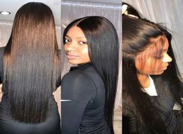 100 Brazilian Virign Remy Human Hair Straight African American Glueless Full Lace Wig Front Lace Wig9428470