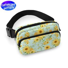 Custom full print waist pack HD pattern Strong durable versatile adjustable belt can be carried around the waist and slant chest practical strong twill 228g cyan