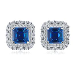 Earrings 2023 New Royal Blue 7 * 7 Ear Studs with Horse Eyes and Full Diamond Ear Studs, Amazon One Piece Shipping