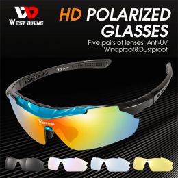 Eyewears WEST BIKING Cycling Polarised Sunglasses Bike Motorcycle Windproof Trending Glasses 5 Lens UV400 MTB Goggles With Myopia Frame