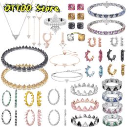 Sets Original 2024 New Ortyx Collection Luxury Charms Fine Jewelry Sets Austrian Crystal Triangle Earring Ring Necklace for Women