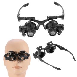&equipments New Head Wearing Magnifying Lens Double Eye Jewellery Watch Repair Magnifier Loupe Glasses Tattoo Supplies