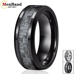 Rings MenBand Fashion 6mm 8mm Tungsten Carbide Rings Men Women Engagement Wedding Band Grey Carbon Fibre Inlay Comfort Fit
