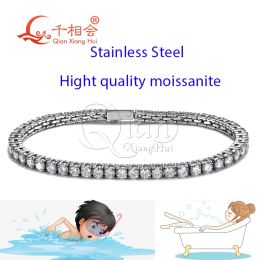 Bracelets silver color Tennis Bracelet 3mm white color D vvs Moissanite Stainless steel Bracelet jewelry Bathing and swimming men women