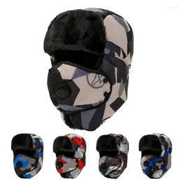 Berets Camouflage Face Protection Keep Warm Riding Bomber Hats Ushanka Winter Unisex Cold Earflap Snow Caps Pilot Hat