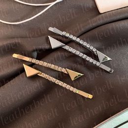 Designer Letter Hairpin Shiny Rhinestone Hair Clips for Women Luxury Metal Barrettes Classic Badge Gold Barrette Birthday Gift