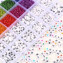 kits 2 3 4mm Glass Seed Beads Letter Beads Box Set With Tools For Jewelry Making Bracelet Rings DIY Accessories Jewelry Kit