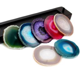 Display Natural Crystal Agate Jewelry Display Stand Polished Natural Geode Stone Cup Display Mat Decoration for Home Wedding