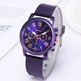 SHSHD Brand Geneva Mens Watch Contracted Double Layer Quartz Watches Plastic Mesh Belt Wristwatches Colourful Choice Gift2952